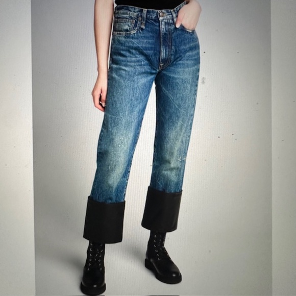 R13 Axl Leather Cuff Straight Leg Jeans Size 31🌸 - Picture 2 of 15